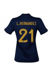 Frankrijk Lucas Hernandez #21 Voetbaltruitje Thuis tenue Dames WK 2022 Korte Mouw